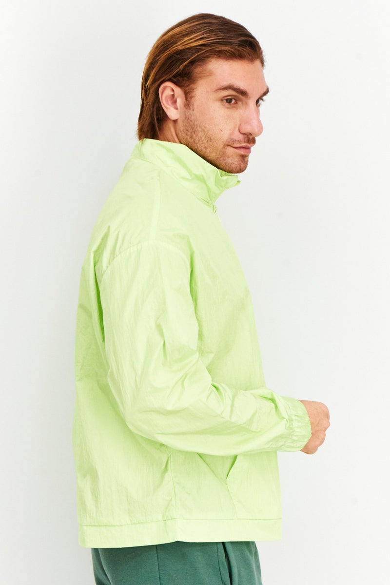 royalty Men Solid Wind Breaker Jacket, Yellow Green  - Image 4