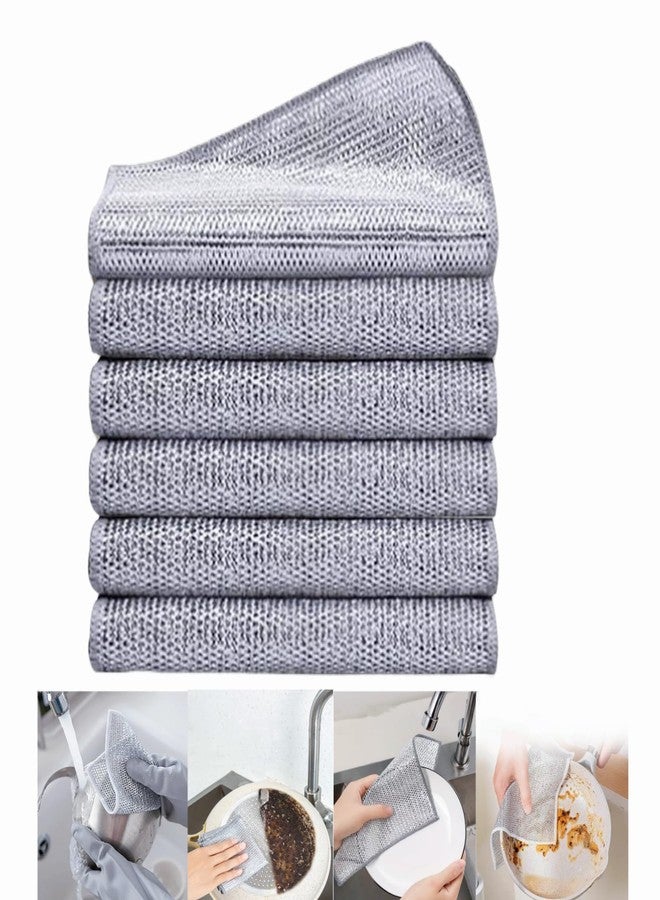 Aivoxe 2024 New Multipurpose Wire Miracle Cleaning Cloths, 6 Pack Wire Dishwashing Rags for Non-Stick Cookware, Kitchen, Sinks, Scrubs & Cleans for Dishes, Durable & Reuseable Cleaning Cloths (6 Silver) - Image 1