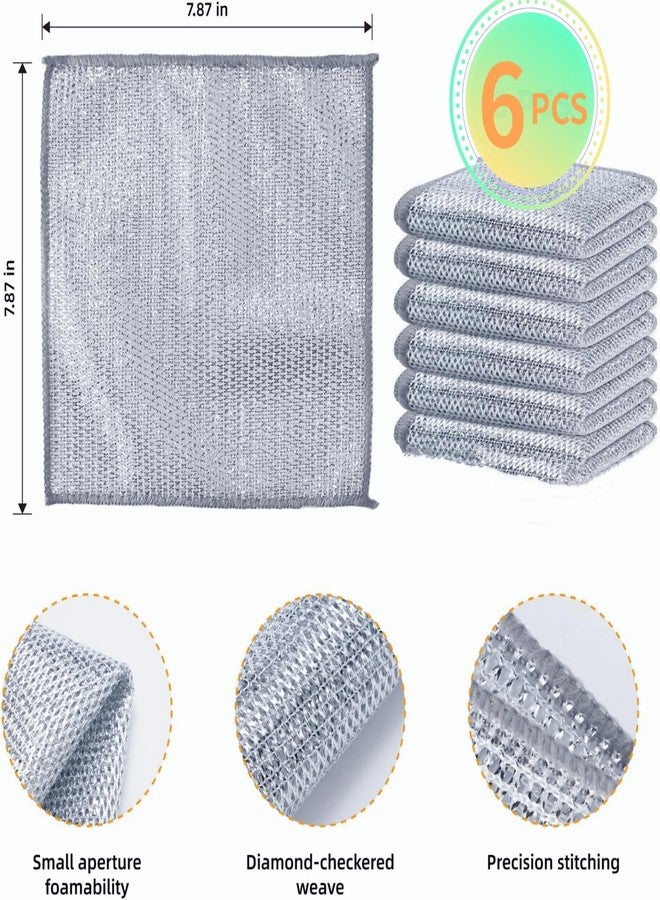 Aivoxe 2024 New Multipurpose Wire Miracle Cleaning Cloths, 6 Pack Wire Dishwashing Rags for Non-Stick Cookware, Kitchen, Sinks, Scrubs & Cleans for Dishes, Durable & Reuseable Cleaning Cloths (6 Silver) - Image 3
