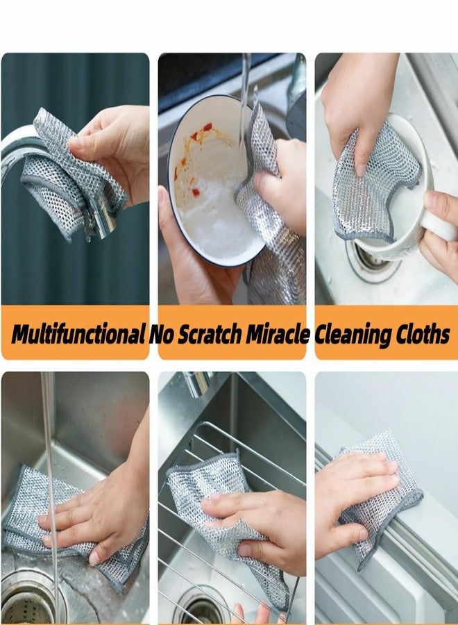 Aivoxe 2024 New Multipurpose Wire Miracle Cleaning Cloths, 6 Pack Wire Dishwashing Rags for Non-Stick Cookware, Kitchen, Sinks, Scrubs & Cleans for Dishes, Durable & Reuseable Cleaning Cloths (6 Silver) - Image 2