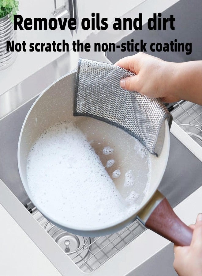 Aivoxe 2024 New Multipurpose Wire Miracle Cleaning Cloths, 6 Pack Wire Dishwashing Rags for Non-Stick Cookware, Kitchen, Sinks, Scrubs & Cleans for Dishes, Durable & Reuseable Cleaning Cloths (6 Silver) - Image 4