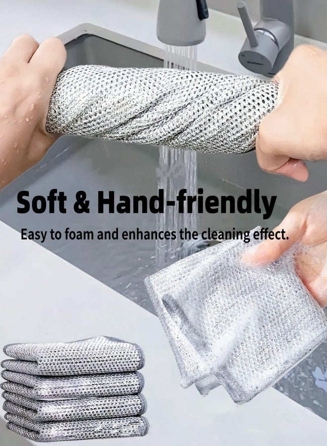 Aivoxe 2024 New Multipurpose Wire Miracle Cleaning Cloths, 6 Pack Wire Dishwashing Rags for Non-Stick Cookware, Kitchen, Sinks, Scrubs & Cleans for Dishes, Durable & Reuseable Cleaning Cloths (6 Silver) - Image 5