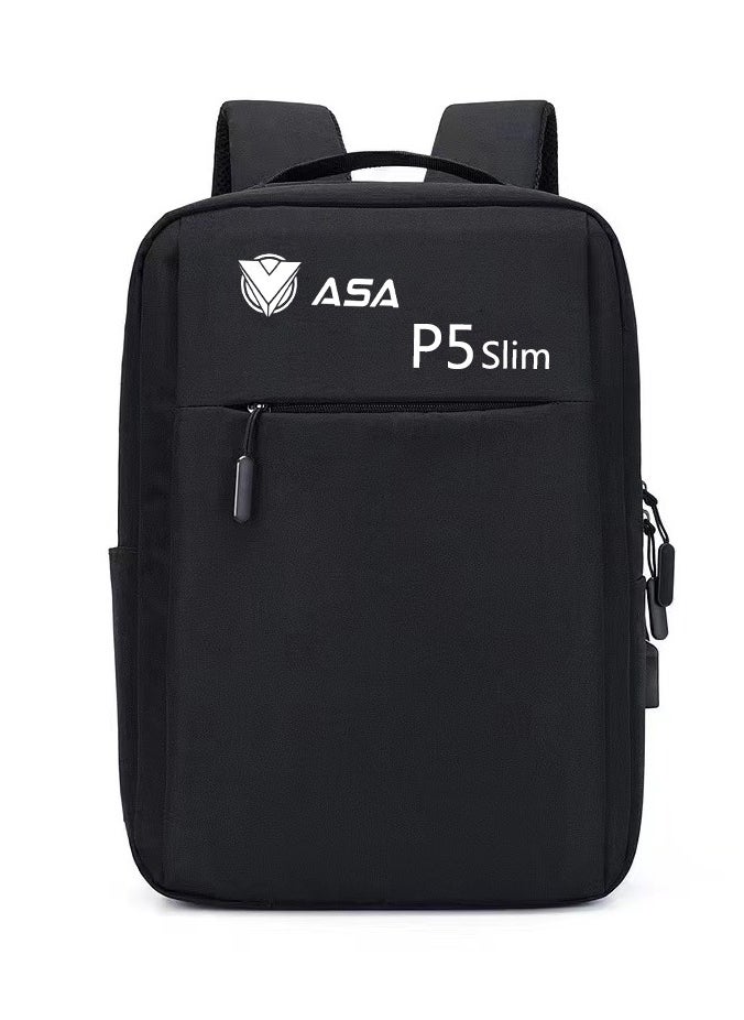 أيه أس أيه حقيبة حمل لجهاز PS5 Slim Edition، حقيبة تخزين على الظهر لحماية جهاز PS5 Slim، وحدات التحكم، القاعدة والملحقات، مقاومة للصدمات، ومقاومة للماء والخدش  - Image 1