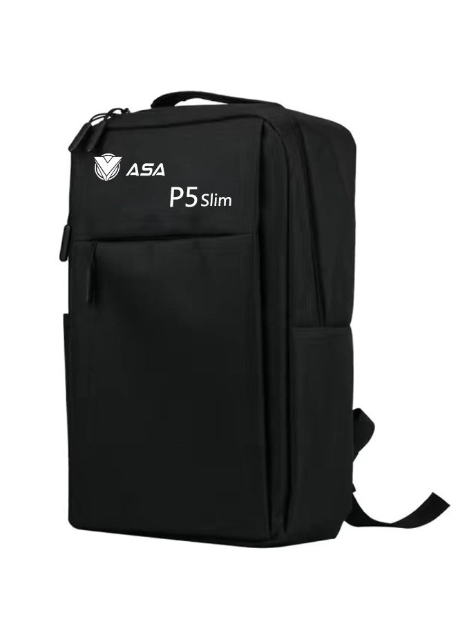 أيه أس أيه حقيبة حمل لجهاز PS5 Slim Edition، حقيبة تخزين على الظهر لحماية جهاز PS5 Slim، وحدات التحكم، القاعدة والملحقات، مقاومة للصدمات، ومقاومة للماء والخدش  - Image 5