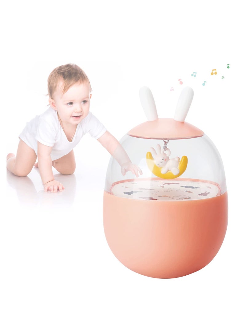 SOLARAE Baby Toys Wobblers, Enlightenment Toys Tumblers, Early Learning Toys, Newborn Gifts with Jingle and Silicone Ears for Baby, Kid, Toddler, girl(Pink) - Image 1