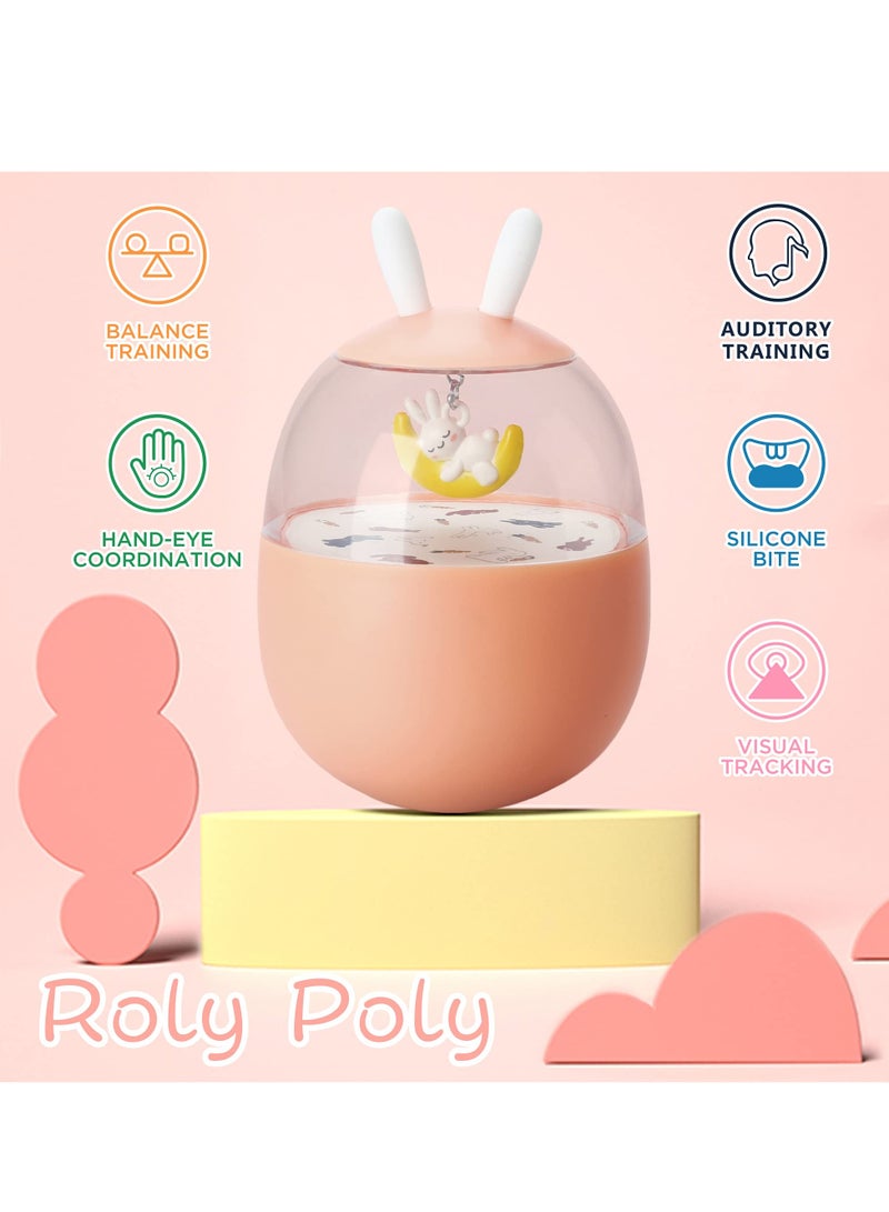 SOLARAE Baby Toys Wobblers, Enlightenment Toys Tumblers, Early Learning Toys, Newborn Gifts with Jingle and Silicone Ears for Baby, Kid, Toddler, girl(Pink) - Image 2