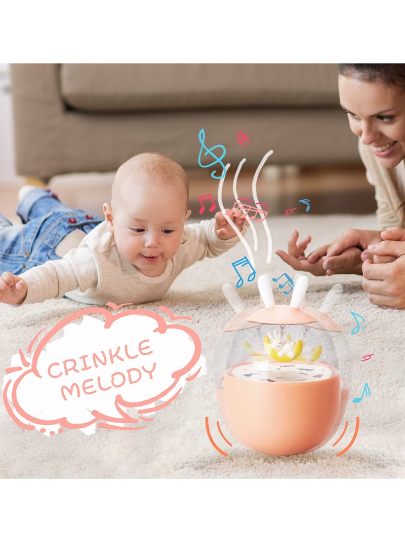 SOLARAE Baby Toys Wobblers, Enlightenment Toys Tumblers, Early Learning Toys, Newborn Gifts with Jingle and Silicone Ears for Baby, Kid, Toddler, girl(Pink) - Image 4