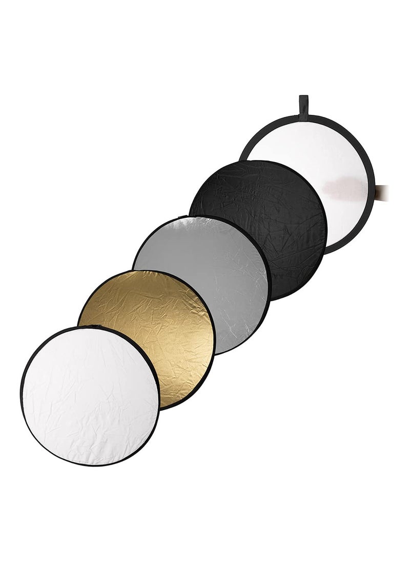 Fotodiox Fotodiox 22in 5-in-1 Collapsible Reflector Panel with Bag for Photography and Video - Black, Gold, Silver, Translucent, and White Panel  - Image 1