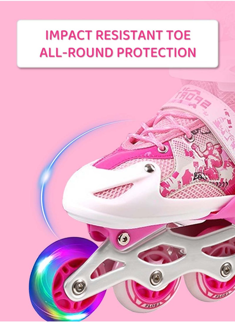 LEOKOR - Adjustable Roller Skate Shoe Set,for Kids Ages 3-8 or 6-12 Children's Roller Skates,with LED Light-Up Wheels and Protective Gear set - Image 1