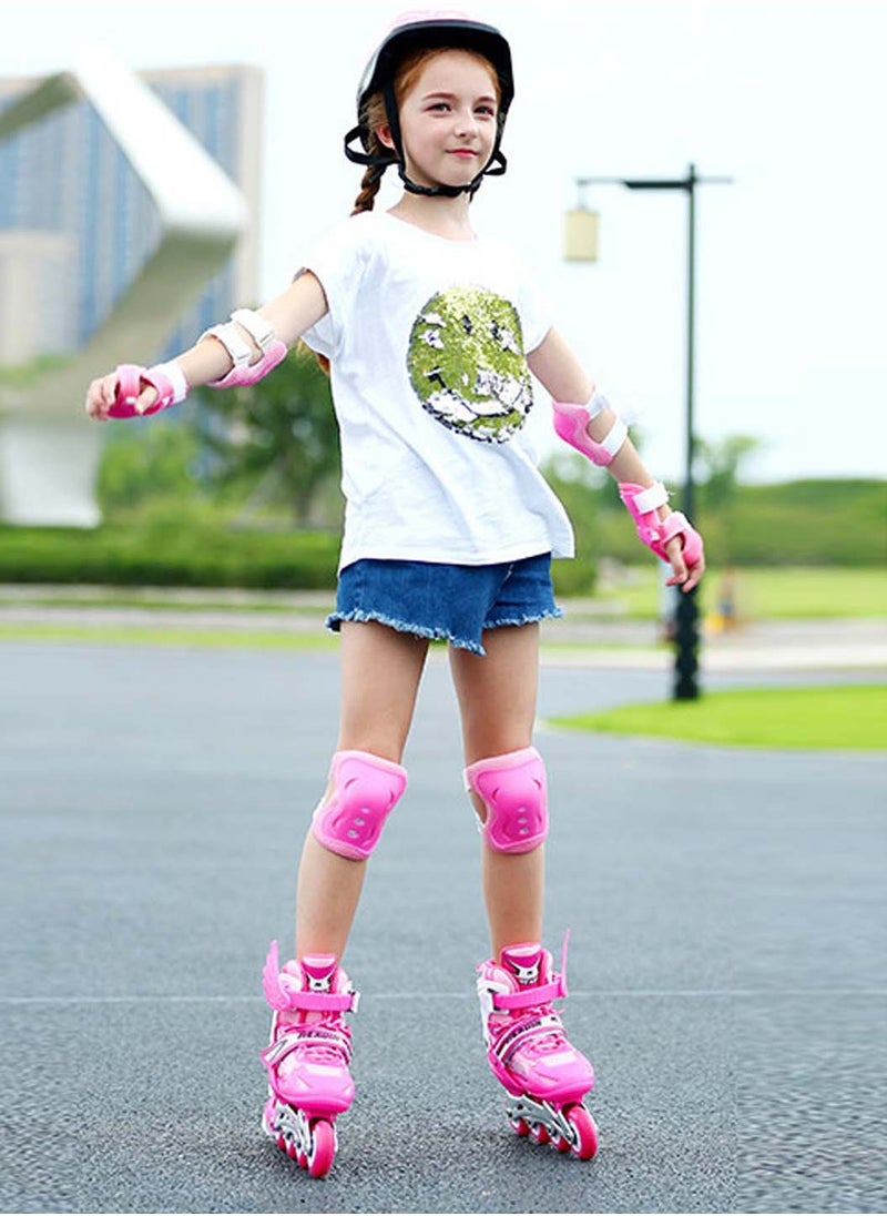 LEOKOR - Adjustable Roller Skate Shoe Set,for Kids Ages 3-8 or 6-12 Children's Roller Skates,with LED Light-Up Wheels and Protective Gear set - Image 1