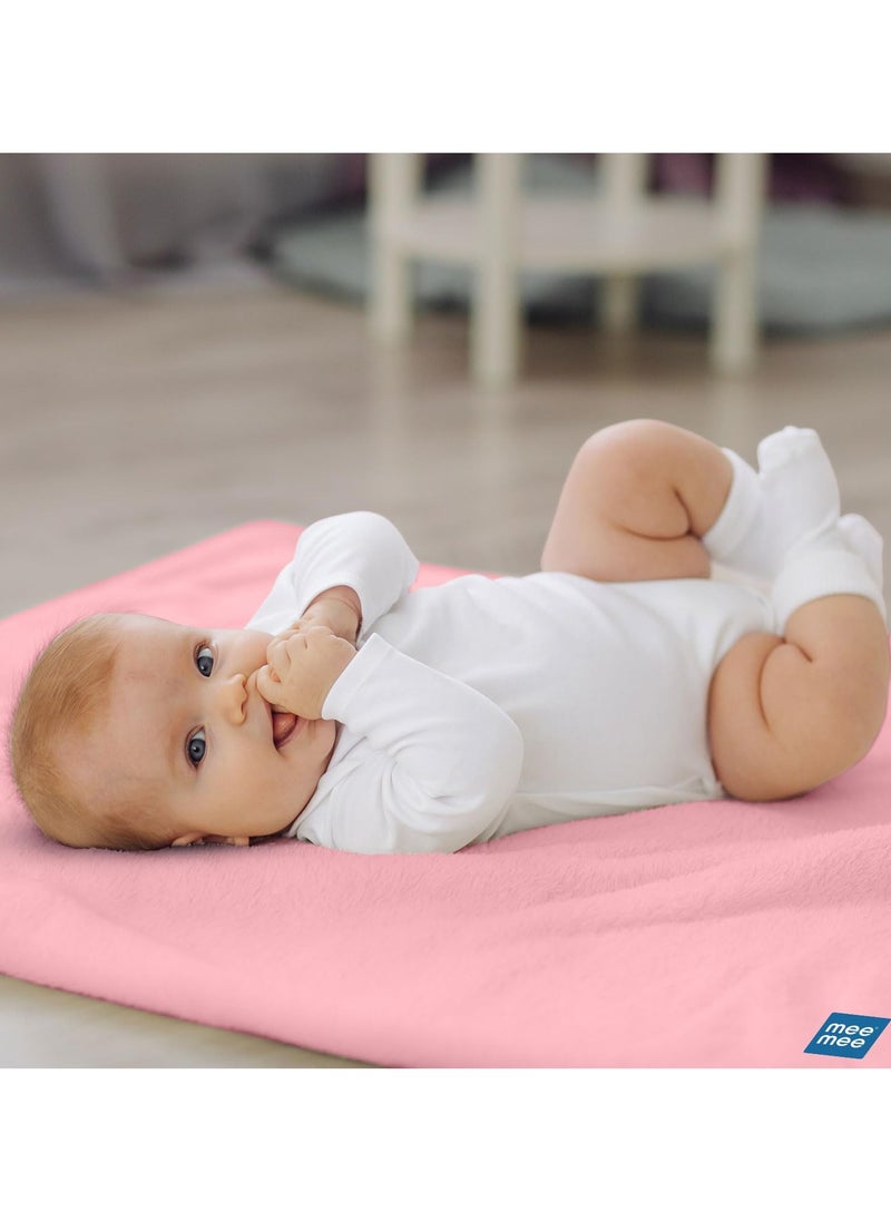 mee mee Instadry Cotton Bed Protector Mattress Ultra Absorbent Quick Dry Sheet for Newborns Soft Breathable Reusable Waterproof Cot Sheet for Toddlers Skin Friendly 140x220cm pink  - Image 2