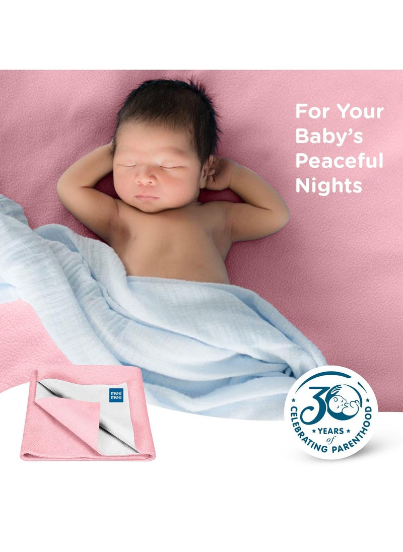 mee mee Instadry Cotton Bed Protector Mattress Ultra Absorbent Quick Dry Sheet for Newborns Soft Breathable Reusable Waterproof Cot Sheet for Toddlers Skin Friendly 140x220cm pink  - Image 4