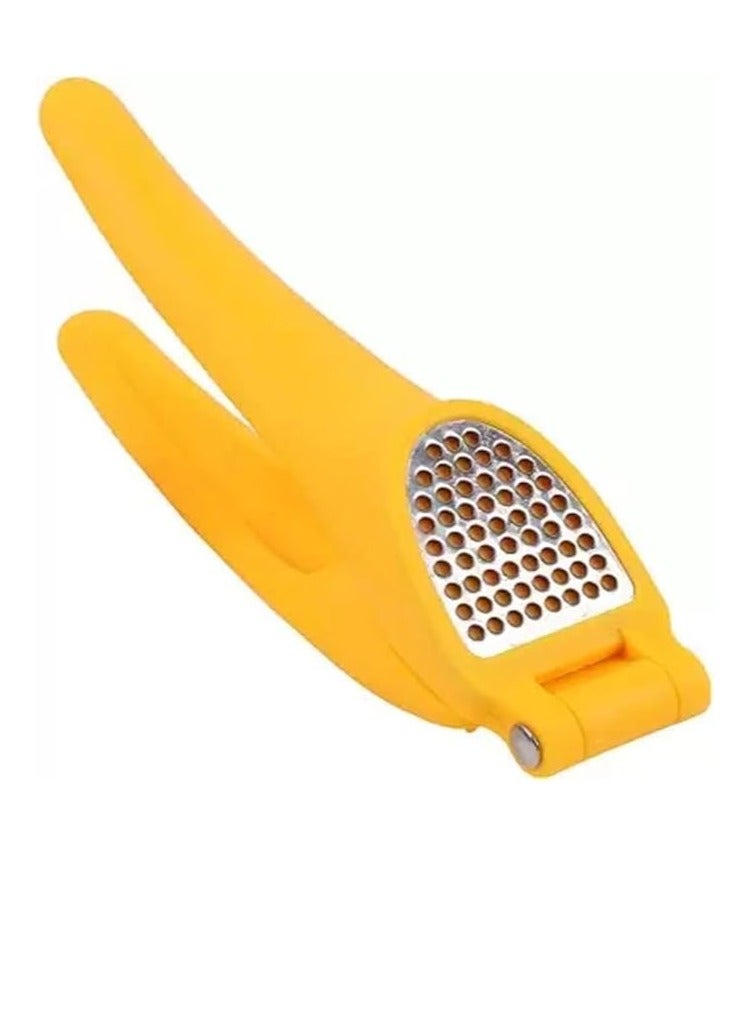 ON MART Multifunction Garlic Press Easy to Squeeze Ergonomic Handle - Rust Proof Garlic Mincer Tool Made of Plastic and Stainless Steel Garlic Crusher - Ginger Squeezer Slicer Masher Kitchen Tool - Image 1