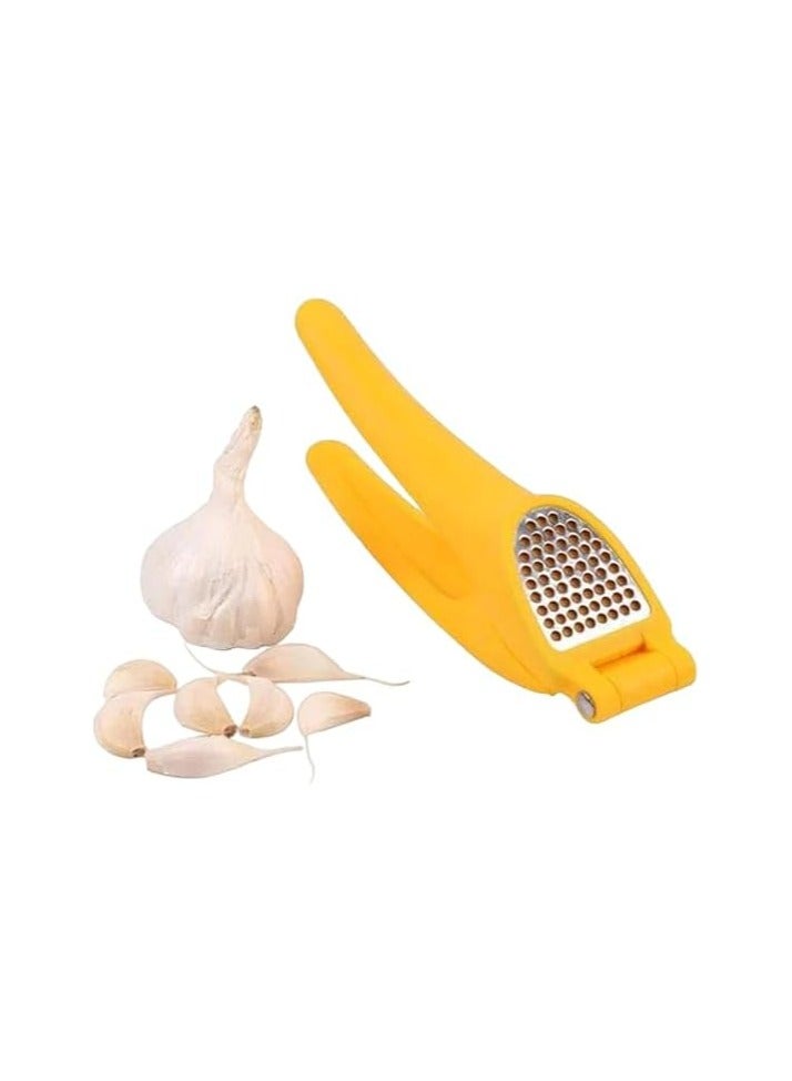 ON MART Multifunction Garlic Press Easy to Squeeze Ergonomic Handle - Rust Proof Garlic Mincer Tool Made of Plastic and Stainless Steel Garlic Crusher - Ginger Squeezer Slicer Masher Kitchen Tool - Image 3