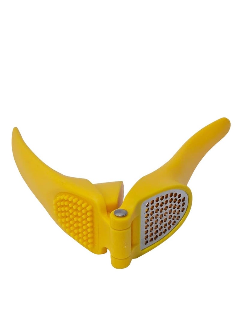 ON MART Multifunction Garlic Press Easy to Squeeze Ergonomic Handle - Rust Proof Garlic Mincer Tool Made of Plastic and Stainless Steel Garlic Crusher - Ginger Squeezer Slicer Masher Kitchen Tool - Image 4