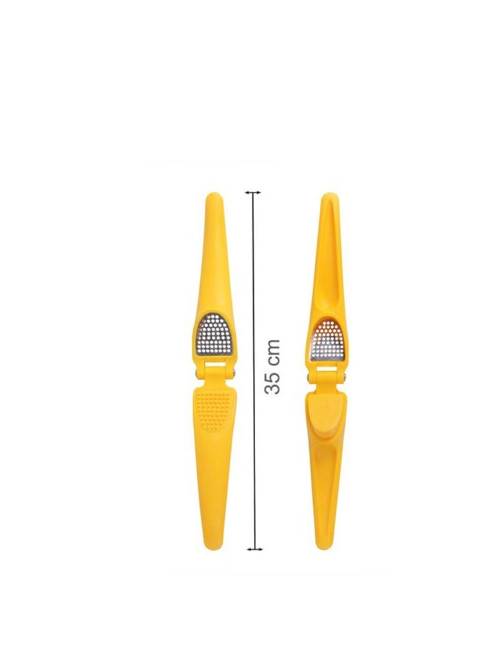 ON MART Multifunction Garlic Press Easy to Squeeze Ergonomic Handle - Rust Proof Garlic Mincer Tool Made of Plastic and Stainless Steel Garlic Crusher - Ginger Squeezer Slicer Masher Kitchen Tool - Image 5