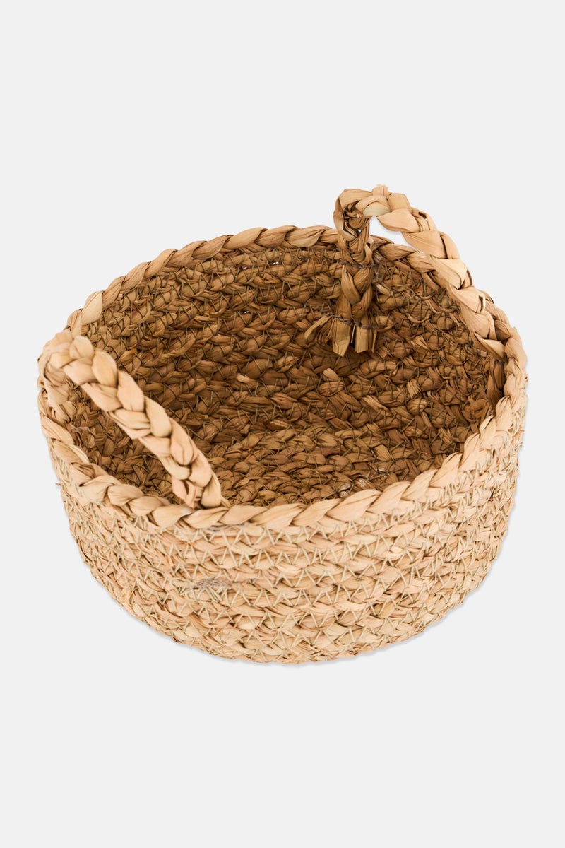 Muy Mucho Mini Round Basket With Handles, Tan - Image 1