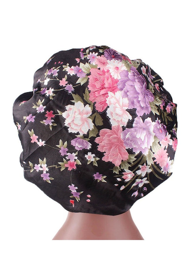 قبعة ساتان عريضة من الساتان بغطاء رأس من الساتان مرن للنوم بقبعة نوم ناعمة ناعمة للنساء - Image 1