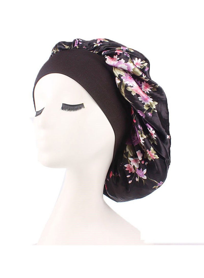 قبعة ساتان عريضة من الساتان بغطاء رأس من الساتان مرن للنوم بقبعة نوم ناعمة ناعمة للنساء - Image 2
