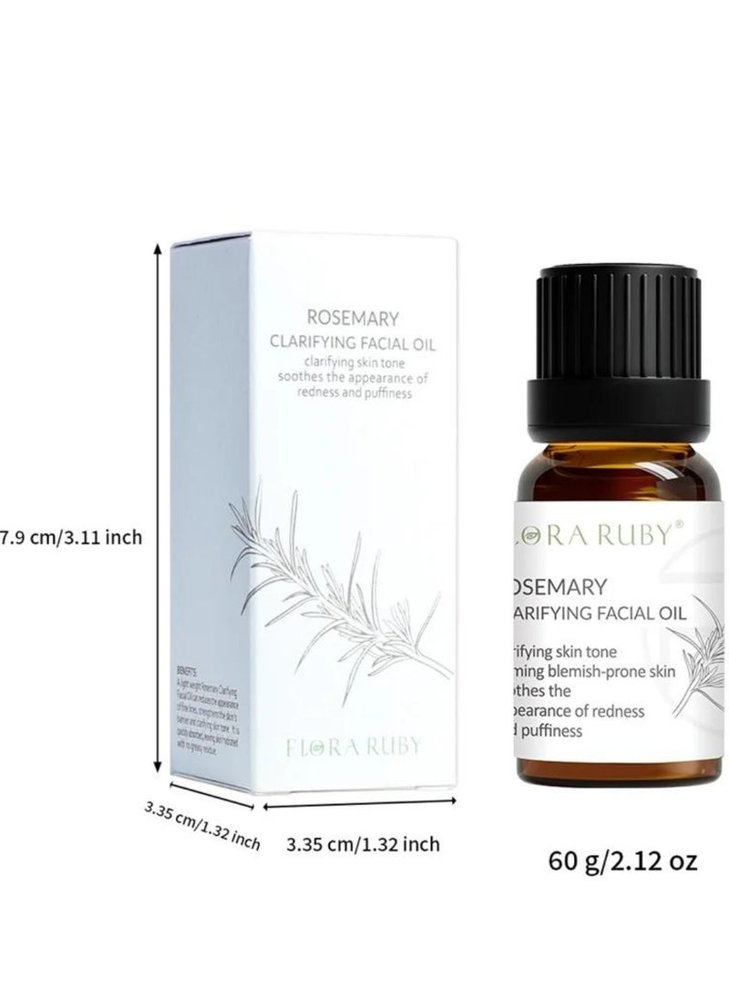 FLORA RUBY - Rosemary Clarifying Facial Oil Clarifying Skin Tone Soothes the Appearances of Redness and Puffiness Rosemary Essential Facial Oil for Face and Skin Moisturizing and Nourishing 15ml - Image 1