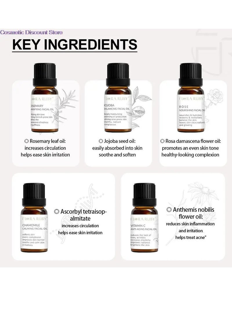 FLORA RUBY - Rosemary Clarifying Facial Oil Clarifying Skin Tone Soothes the Appearances of Redness and Puffiness Rosemary Essential Facial Oil for Face and Skin Moisturizing and Nourishing 15ml - Image 1