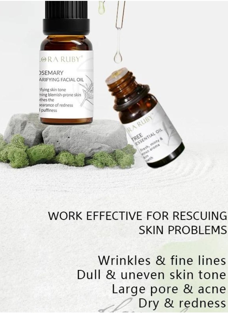 FLORA RUBY - Rosemary Clarifying Facial Oil Clarifying Skin Tone Soothes the Appearances of Redness and Puffiness Rosemary Essential Facial Oil for Face and Skin Moisturizing and Nourishing 15ml - Image 1
