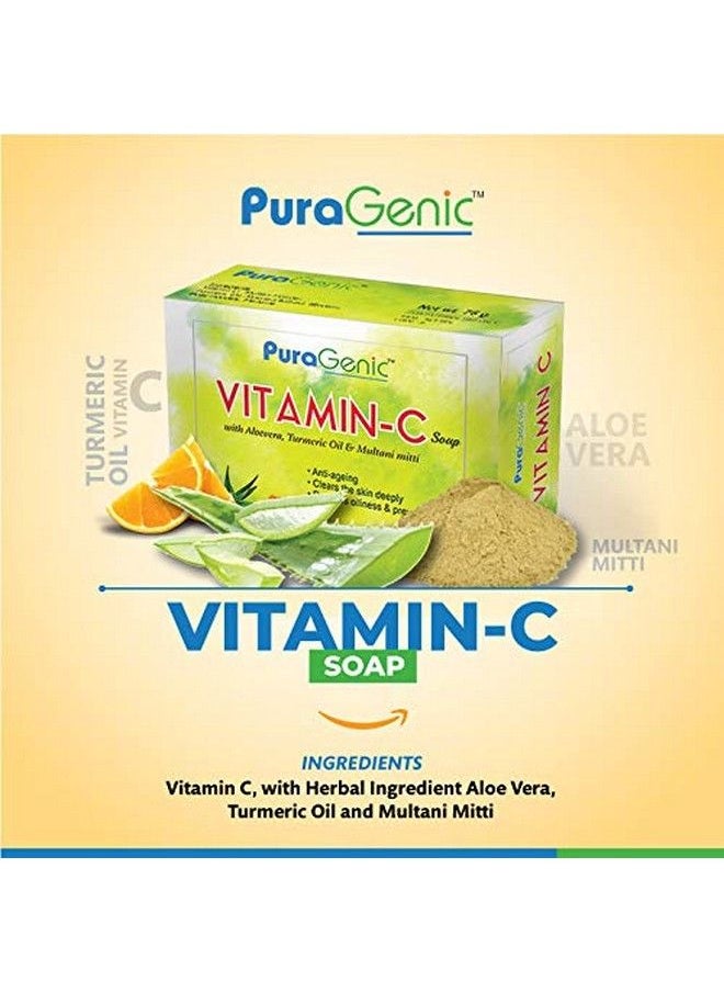 PuraGenic - Vitamin C Bathing Soap With Aloe Vera Turmeric And Multani Mitti 75Gm Combo Pack Of 6 Skin Lightening Soap For Men And Women - Image 1