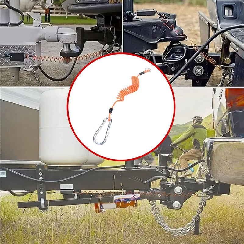 HEEPDD Trailer Breakaway Cable, Wiring Coiled Safety Wire for RV Towing, Emergency Brake Activation, Universal Fit for Trailers and Boats Trailer Breakaway Cable, 6ft Stainless Steel - Image 2