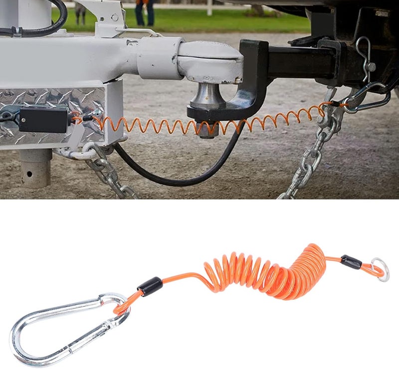 HEEPDD Trailer Breakaway Cable, Wiring Coiled Safety Wire for RV Towing, Emergency Brake Activation, Universal Fit for Trailers and Boats Trailer Breakaway Cable, 6ft Stainless Steel - Image 4
