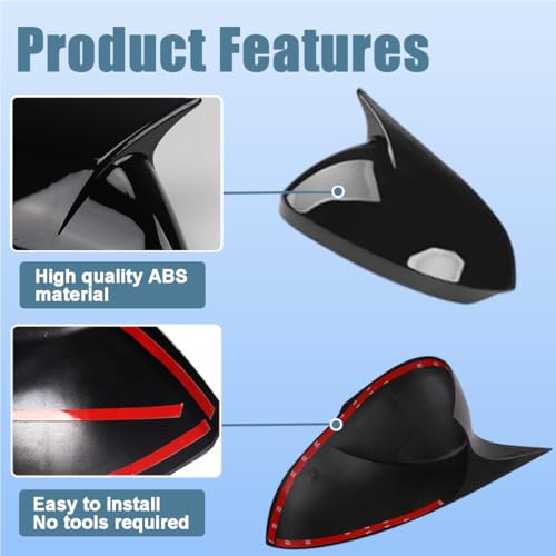 XITER Rear View Side Mirror Cover Side Mirror Cap for Hyundai Sonata 2024 2025 2026((Without Turn Signal,Glossy Black) - Image 3