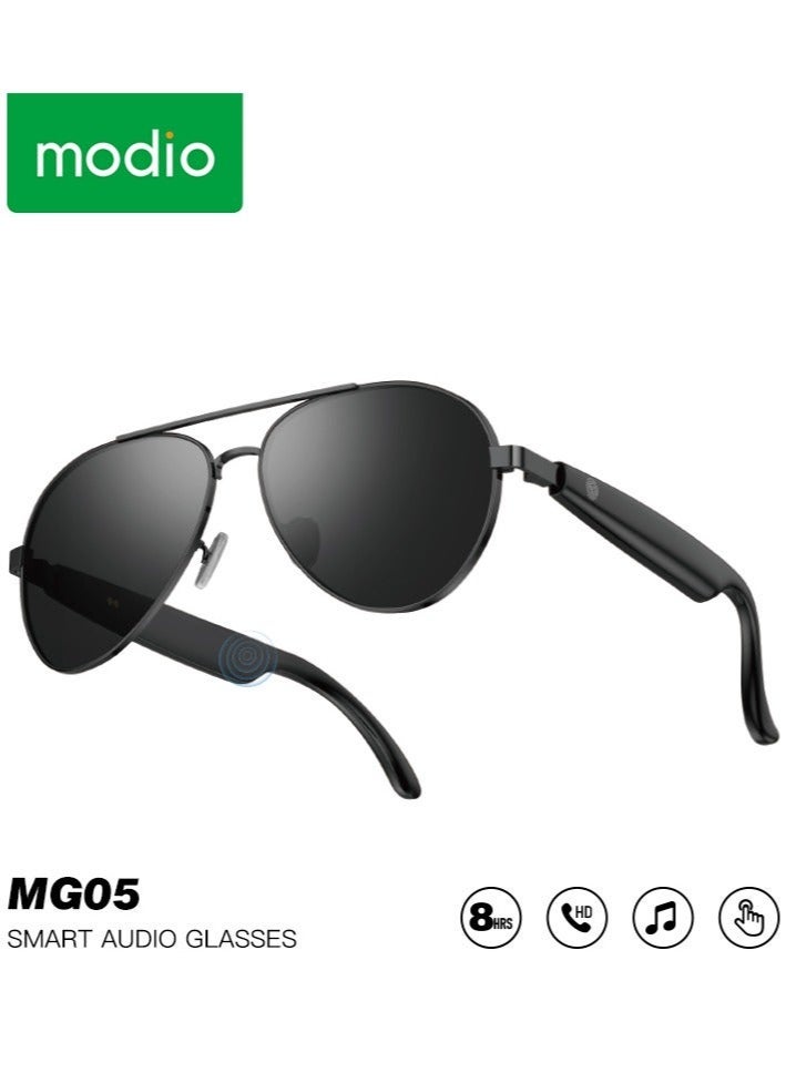 موديو MG05 Smart Audio Glasses with Bluetooth Speakers | UVB Eye Protection, Multi-Functional Touch Control, Built-in Mic, Long Battery Life  Lightweight Design for Hands-Free Music  Calls – Black - Image 1