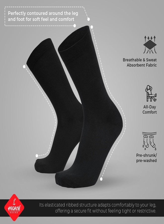 ANCHOR Cotton Men's Socks | Pack of 5 Pairs of Soft and Breathable Cotton Socks for Men | Comfortable for Casual and Everyday Long Wear (Silver, Grey, Denim, Navy, Black) - Image 5