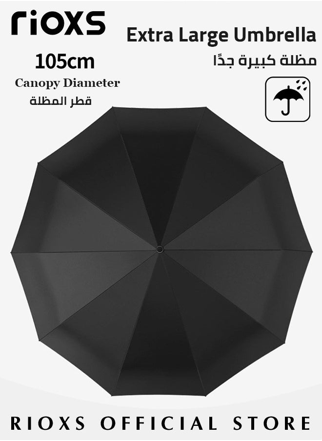 RIOXS - LED Umbrella,Automatic Folding Umbrella With Rotating LED Flashlight For Night Walking,Windproof Sun Rain Protection Umbrella,Practical Umbrella For Travel Running Hiking Camping - Image 1