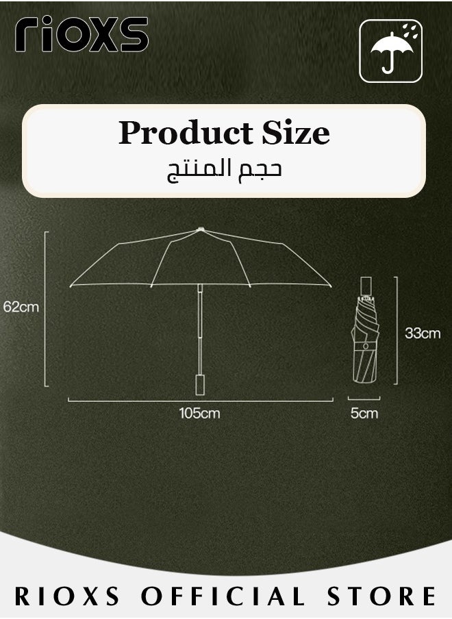 RIOXS - LED Umbrella,Automatic Folding Umbrella With Rotating LED Flashlight For Night Walking,Windproof Sun Rain Protection Umbrella,Practical Umbrella For Travel Running Hiking Camping - Image 1