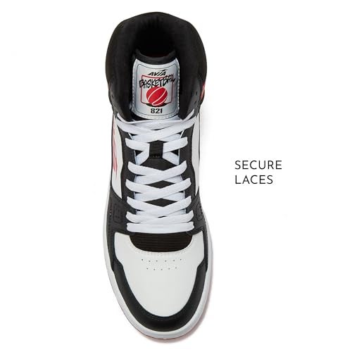Avia 821 High Top Sneakers for Men, Indoor or Outdoor Mens Basketball Shoes - Black/Red/White Trim, 8 Medium - Image 5