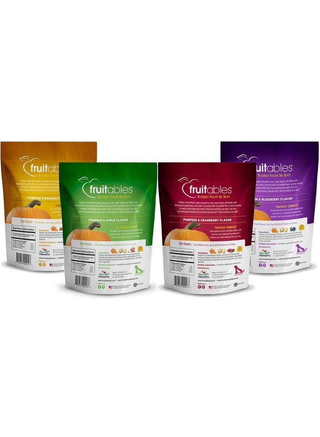 Fruitables Baked Dog Treats Variety 4 Pack  1 Pumpkin & Apple  1 Pumpkin & Banana  1 Pumpkin & Blueberry  1 Pumpkin & Cranberry  7 Oz Each - Image 2