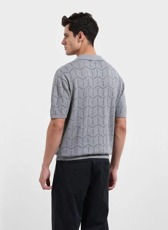 شركة المرآب الهندية تيشيرت بولو رجالي بأكمام نصفية وياقة مرتفعة بتصميم واسع وملمس مميز