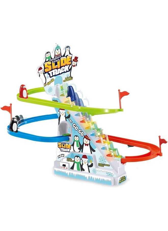 Liberty imports - Musical Penguin Orbit Chasing Race Track Game Set Playful Roller Coaster Playset With Led Flashing Lights And Music On/Off Button For Toddlers And Kids - Image 1