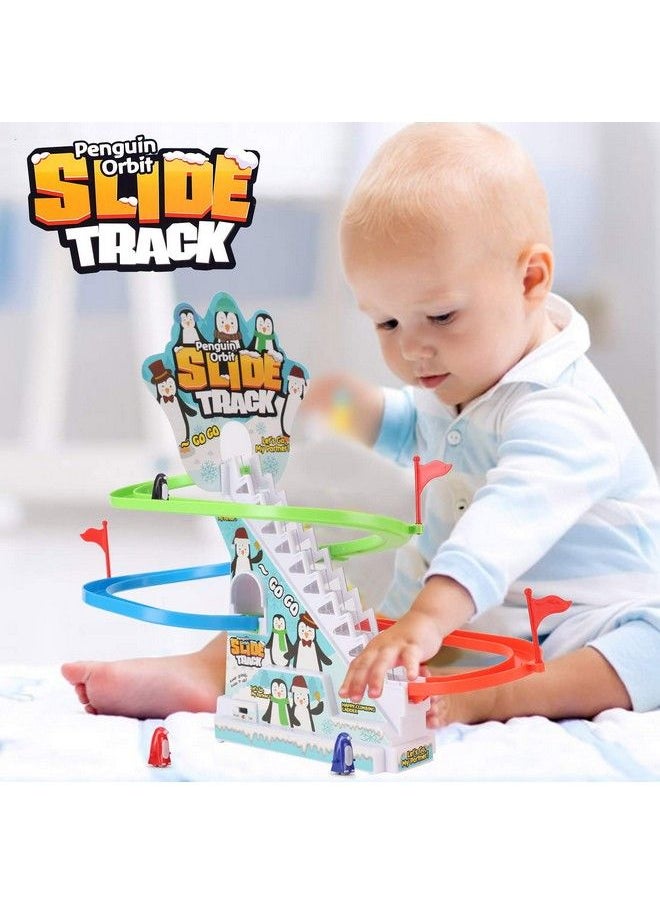 Liberty imports - Musical Penguin Orbit Chasing Race Track Game Set Playful Roller Coaster Playset With Led Flashing Lights And Music On/Off Button For Toddlers And Kids - Image 1