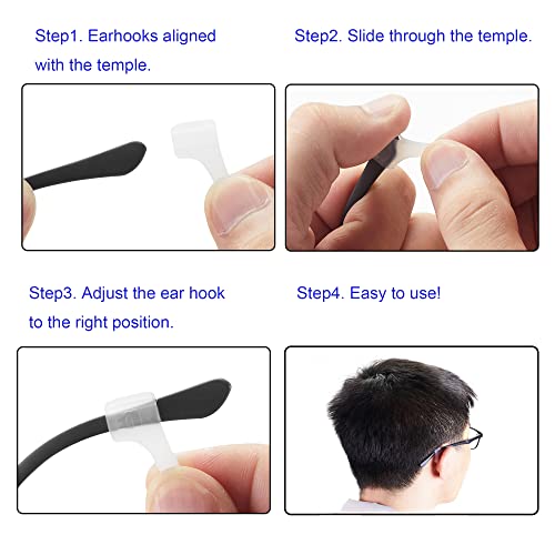 lvvfit Anti-slip Ear Hooks Holder Eyeglasses Retainers Silicone Glasses Temple Holders for Glasses Sunglasses (Clear 10 pairs) - Image 3