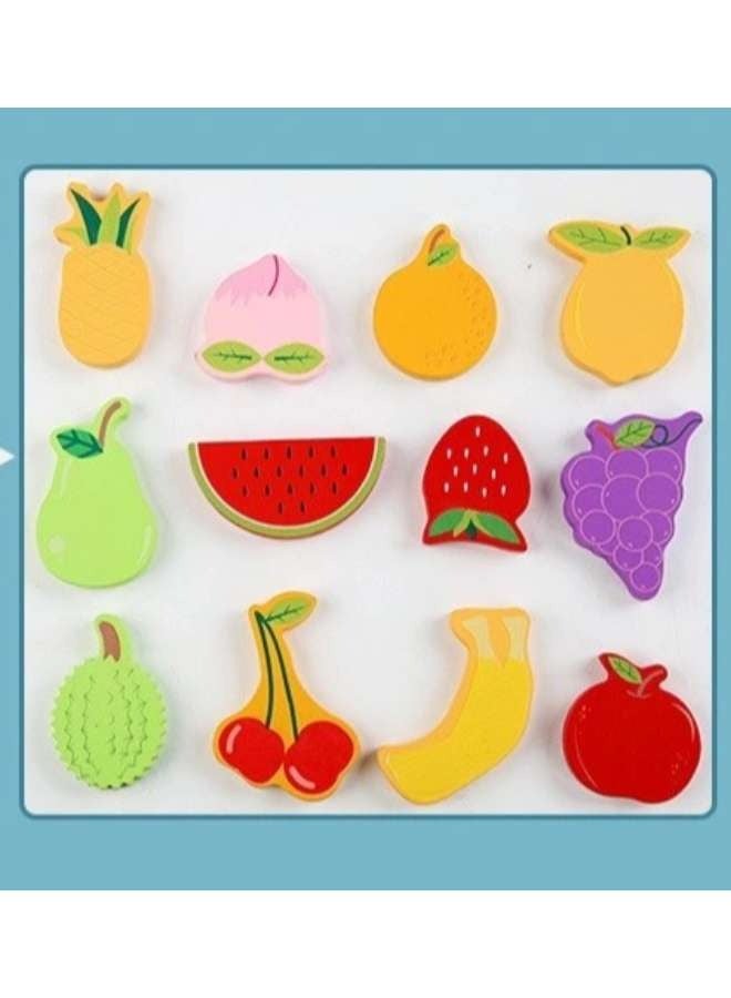 ثلاثية الأبعاد لغز الجسيمات الكبير للأطفال عصور 2-4 ألعاب ألعاب تفاعلية مونتيسوري للآباء الأطفال تعلم الفاكهة البطيخ الخوخ العنب الفراولة الكرز الليمون التفاح ولون لعبة التعليم المبكر - Image 2