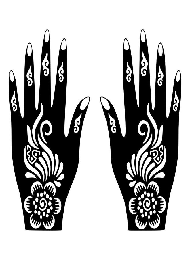 ORDERSHOCK Beautiful Flower Peel and Stick Mehndi Stencil Sticker for Hands One Set For Both Hand Easy To Use Henna Design - Image 2