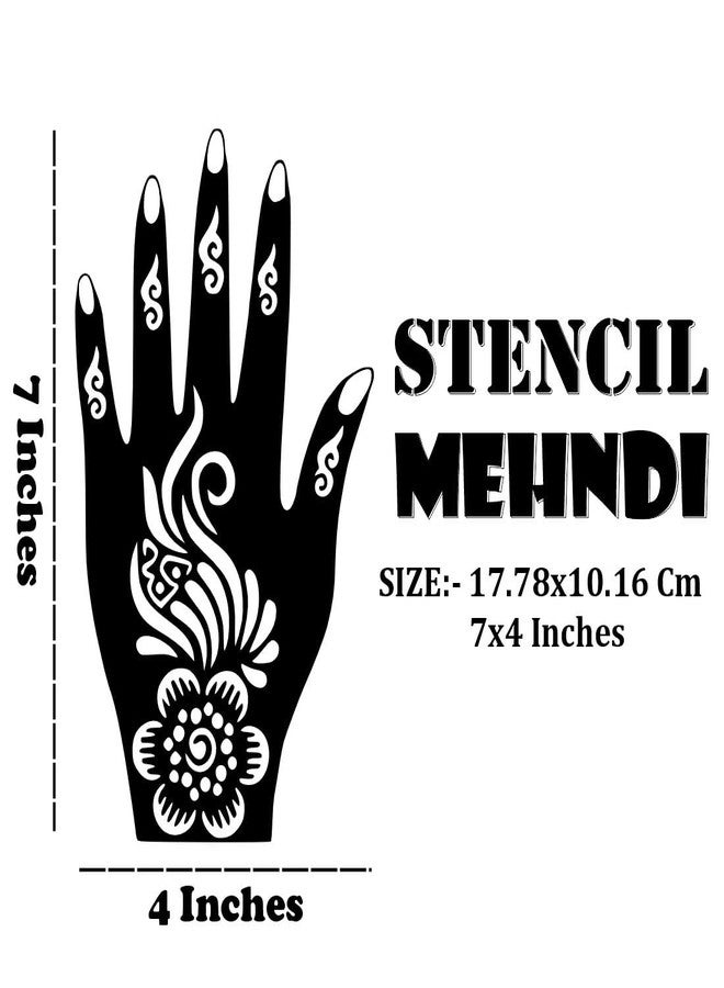ORDERSHOCK Beautiful Flower Peel and Stick Mehndi Stencil Sticker for Hands One Set For Both Hand Easy To Use Henna Design - Image 3