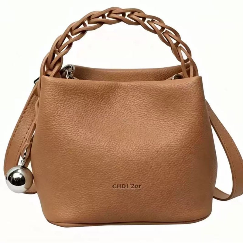 Korean Style Bucket Bag for Women Fashion Woven Handbag Shoulder Crossbody - Image 2