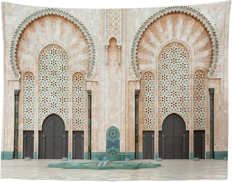 Loccor خلفية باب قصر المغرب 7x5 قدم بتصميم شرقي قصر المغرب مدخل قوس العمارة خلفية زينة حفلات عيد ميلاد مغربية لprops استوديو التصوير - Image 5