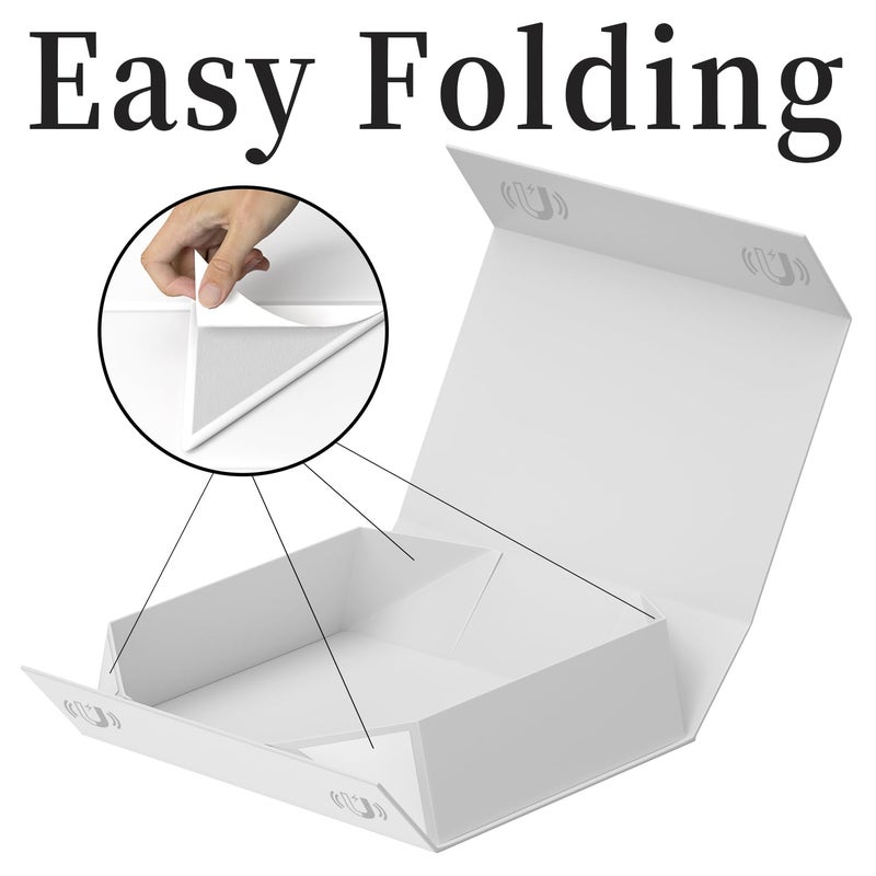 PSHVYM Gift Boxes with Lids, 11.5x7.8x3 In White Gift Box for Presents Magnetic Closure for T-Shirts, Gloves, Scarves, Books, Baby Clothes, Robes Clothing Gift Wrap, Contains Card, Ribbon - Image 3