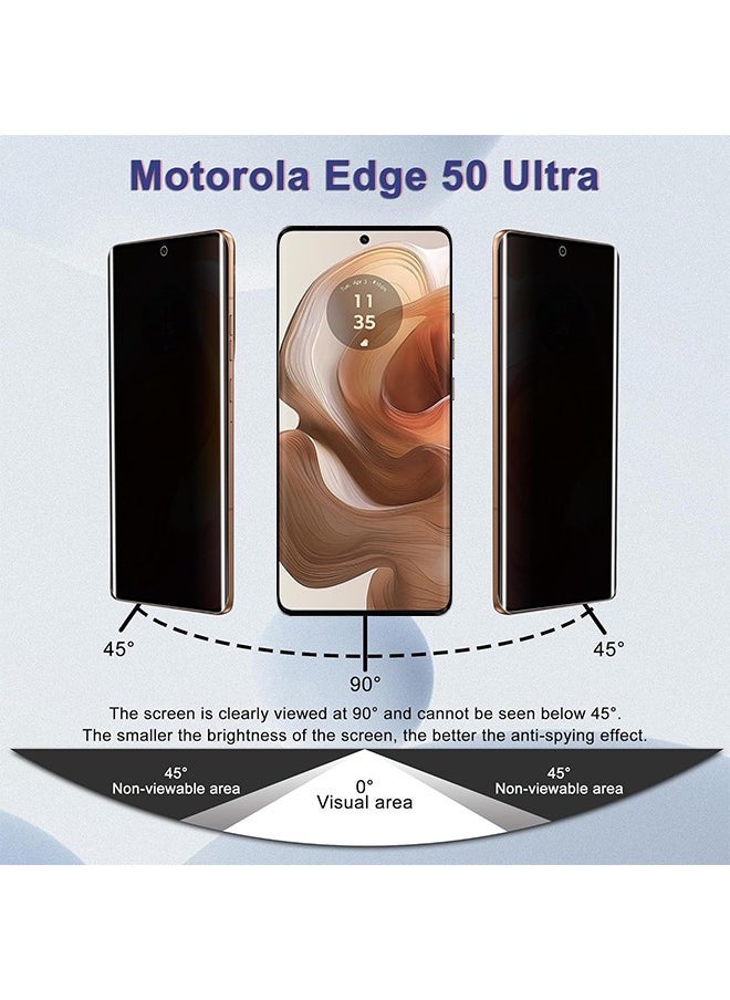 إكس ليفيل واقي شاشة الخصوصية لهاتف Motorola Edge 50 Ultra 5G مصنوع من زجاج مقوى بدرجة صلابة 9H ومضاد للتجسس ومضاد للخدش ومضاد للغبار وخالٍ من الفقاعات وسهل التركيب - Image 2