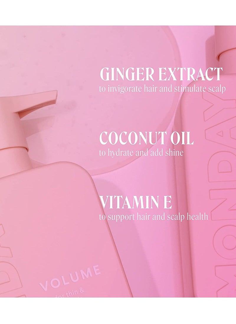 Volume Shampoo and Conditioner Set (2 Pack) 354 ml 12oz Each for Thin Fine and Oily Hair, Made from Coconut Oil Ginger Extract and Vitamin E 100% Recyclable Bottles Pink