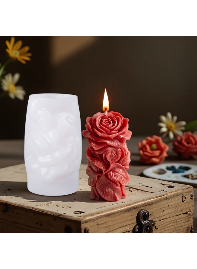 HOMESTAR 3D Rose Candle Molds Cylinder Shape Rose Flower Silicone Molds for Making DIY Homemade Beeswax Candles Bath Bomb Mini Soap Lotion Bar Wax Melts - Image 1