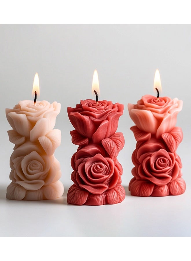 HOMESTAR 3D Rose Candle Molds Cylinder Shape Rose Flower Silicone Molds for Making DIY Homemade Beeswax Candles Bath Bomb Mini Soap Lotion Bar Wax Melts - Image 3